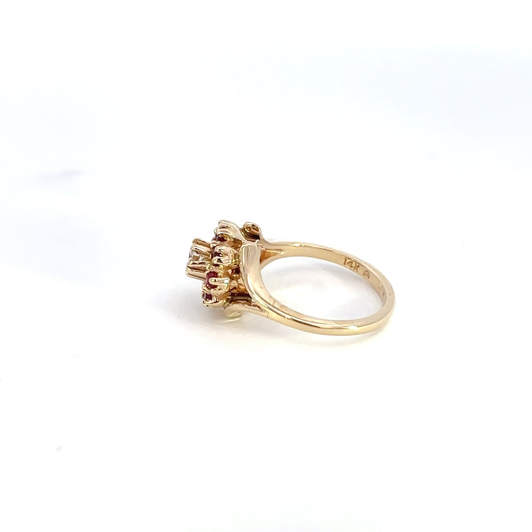 Diamond & Ruby Floral Ring