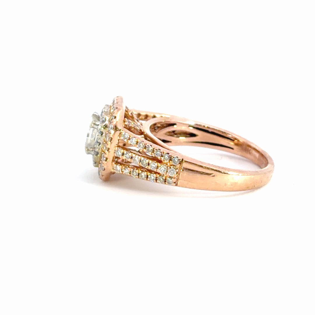 Double Halo Diamond Engagement Ring