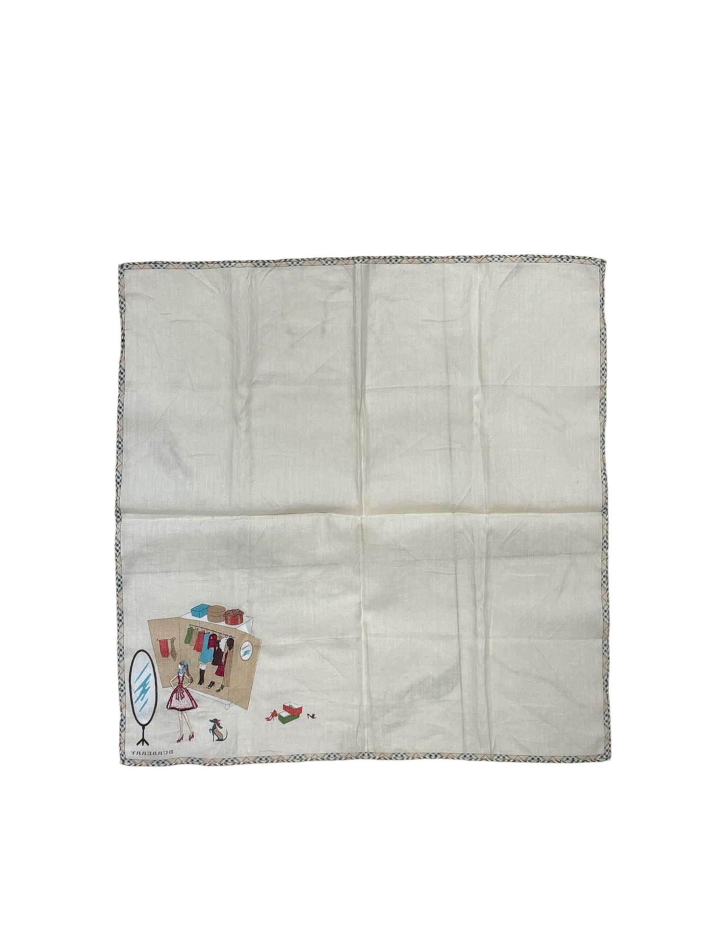 Beige With Plaid Trimming Handkerchief