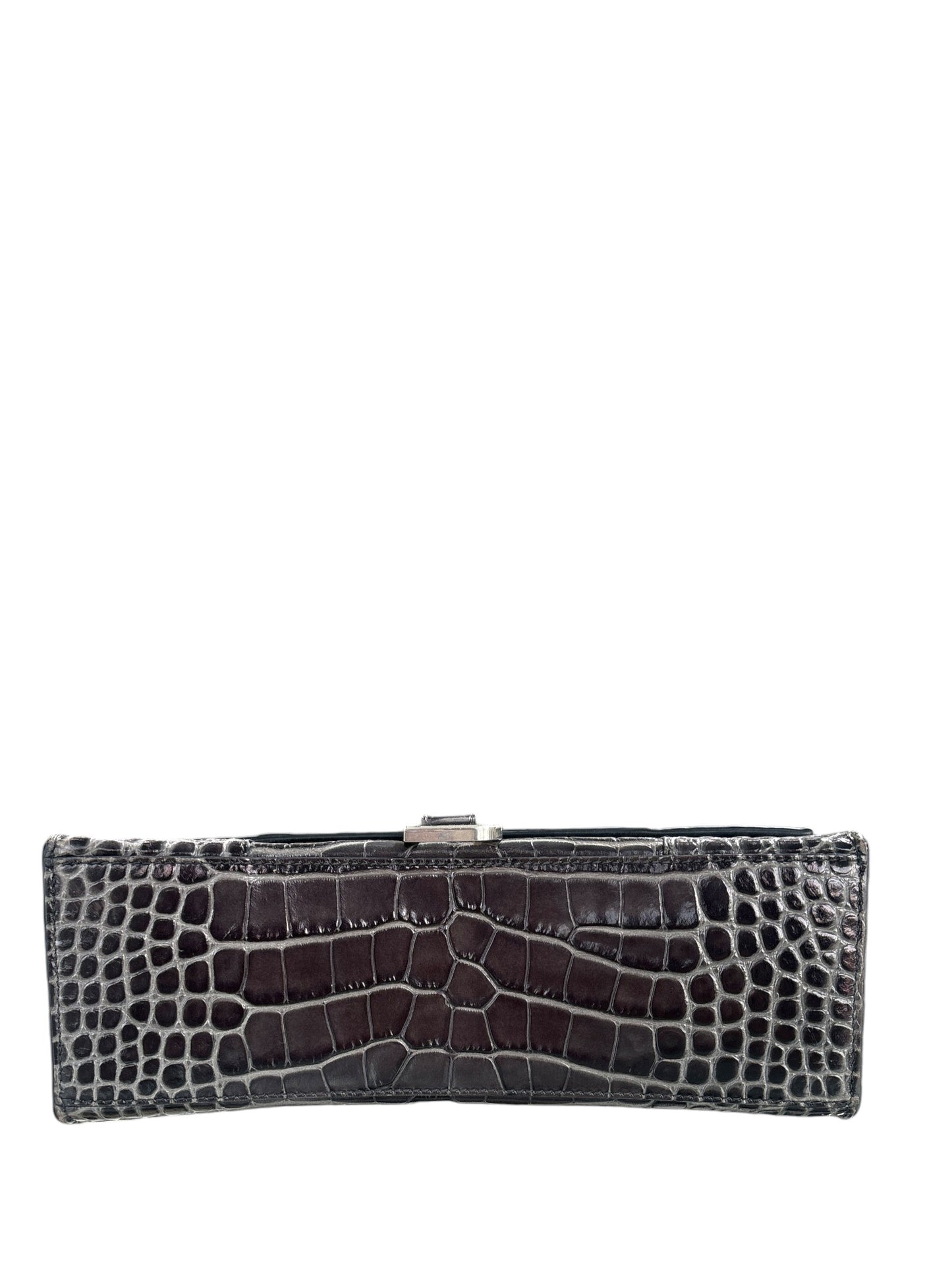 Hourglass Crocodile Embossed Handbag