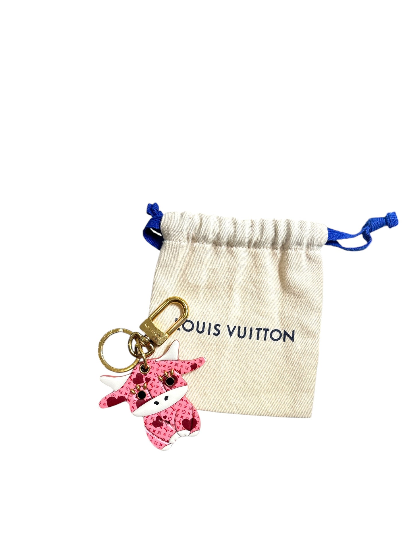 LV Pink Heart Cow Keychain