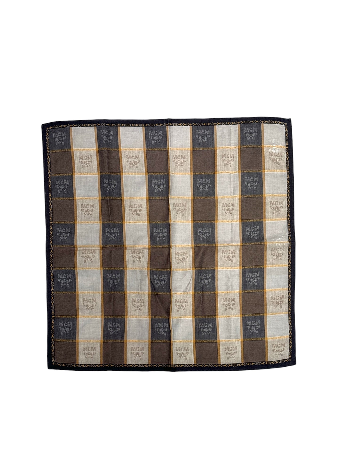 Gray Navy and Gold Plaid Handkerchief