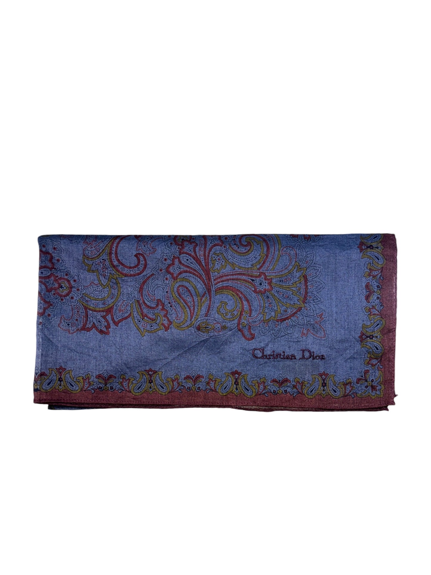 Blue Burgundy Paisley Handkerchief