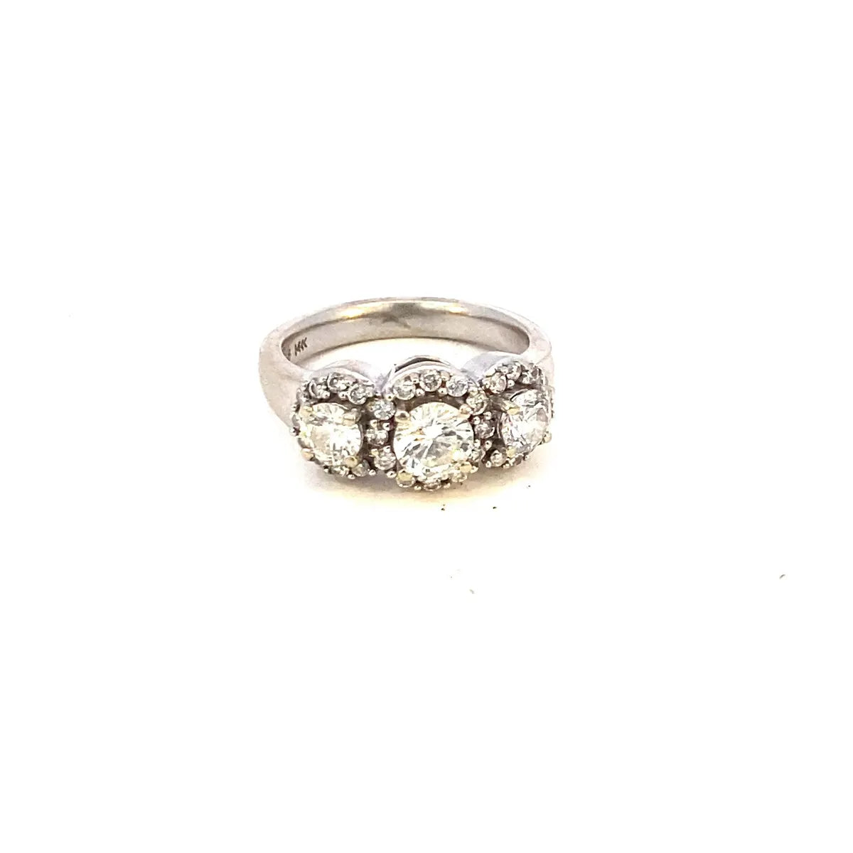 Triple Stone Halo Diamond Ring