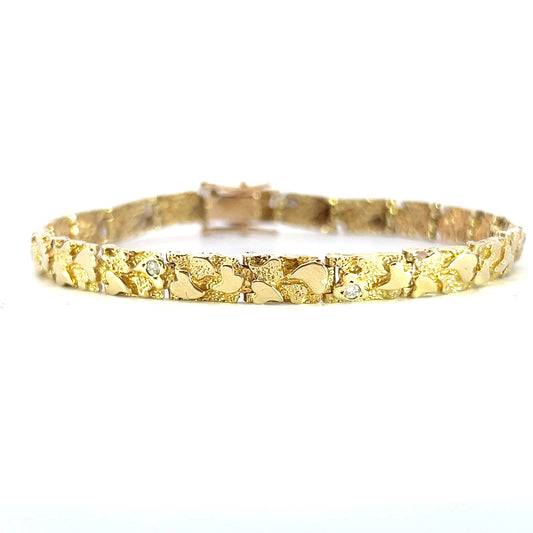 Gold Nugget and Diamond Bracelet