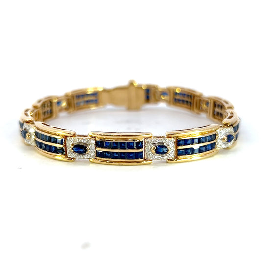 Diamond and Natural Sapphire Gold Bracelet