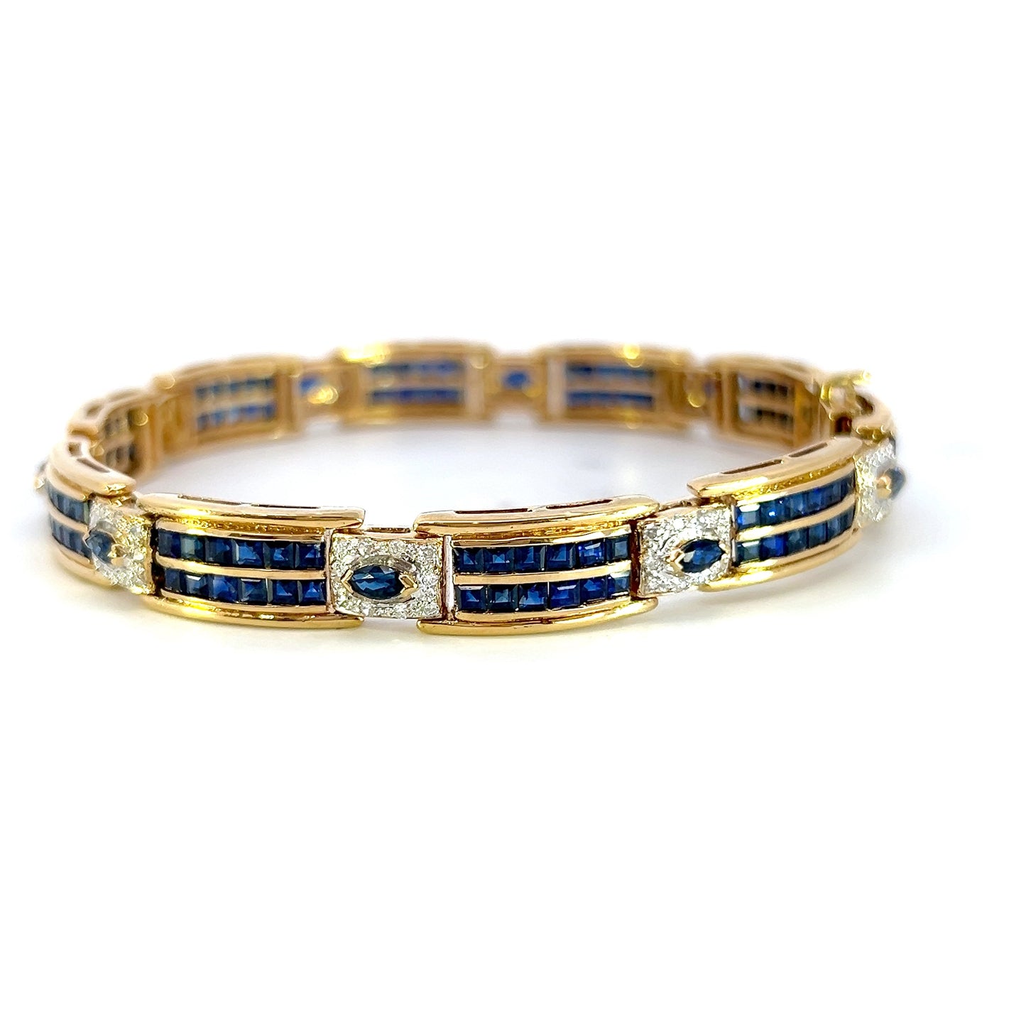 Diamond and Natural Sapphire Gold Bracelet