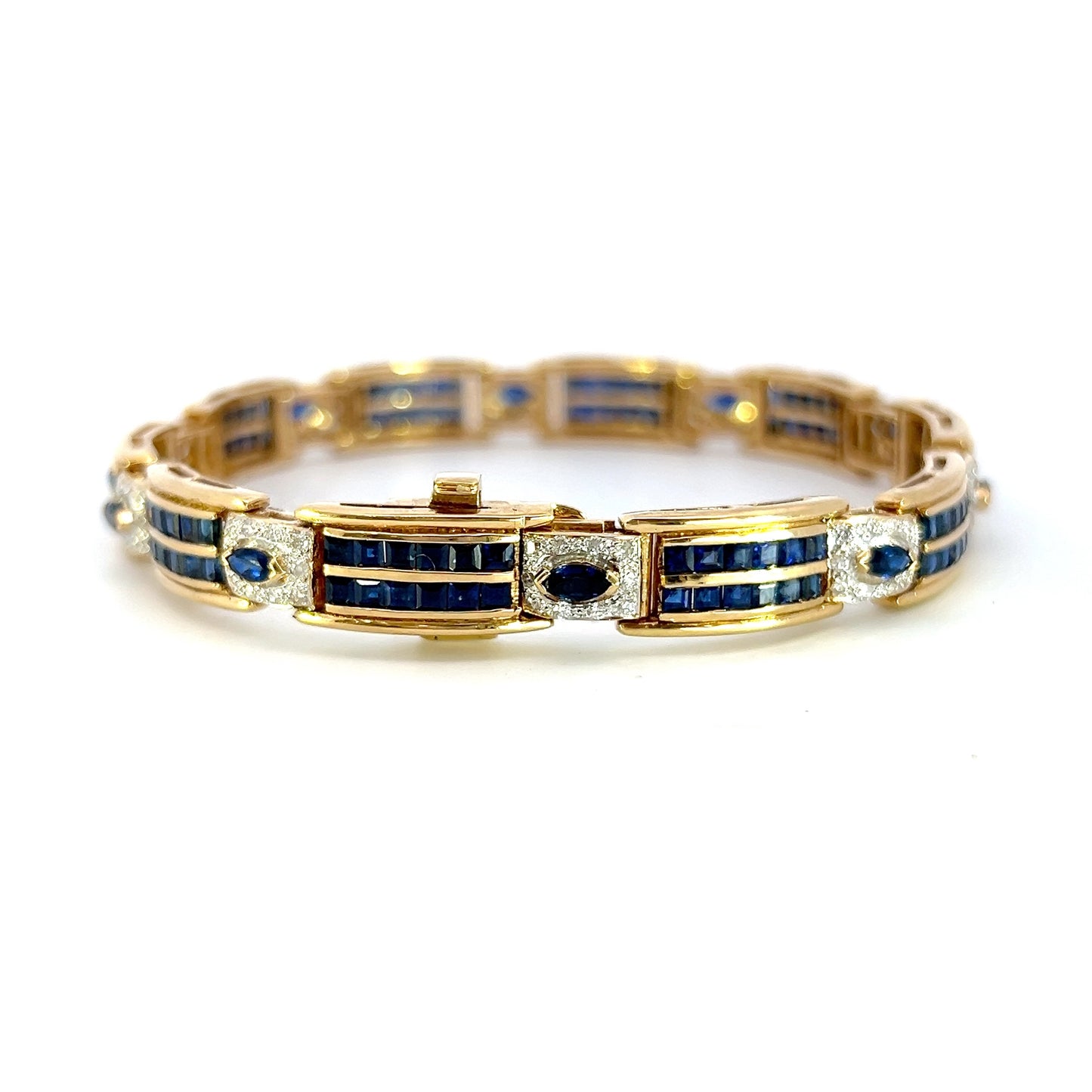 Diamond and Natural Sapphire Gold Bracelet