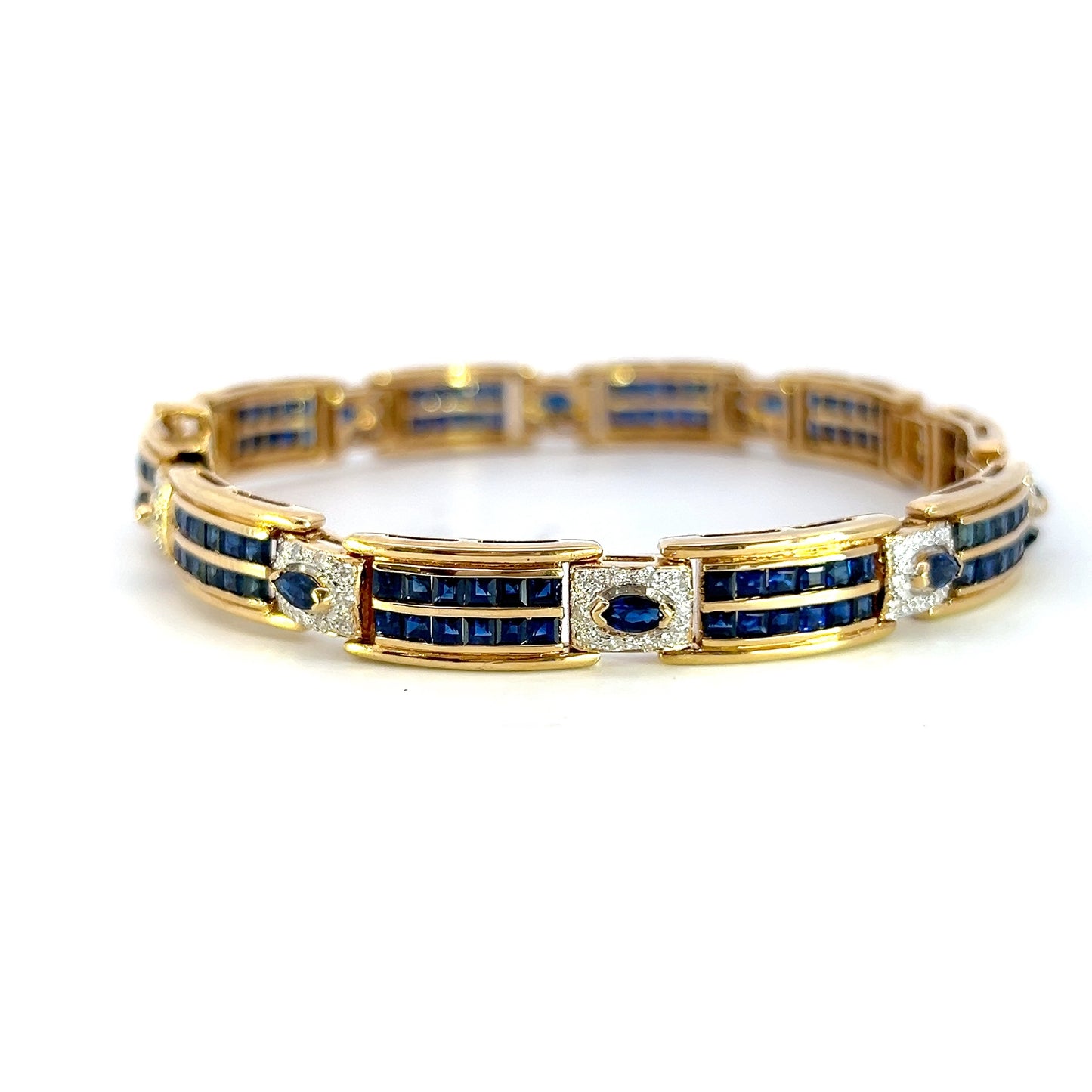 Diamond and Natural Sapphire Gold Bracelet