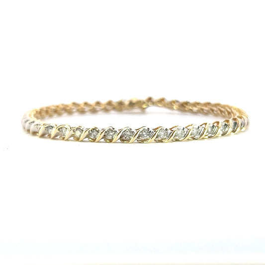 Gold and Diamond S Link Bracelet