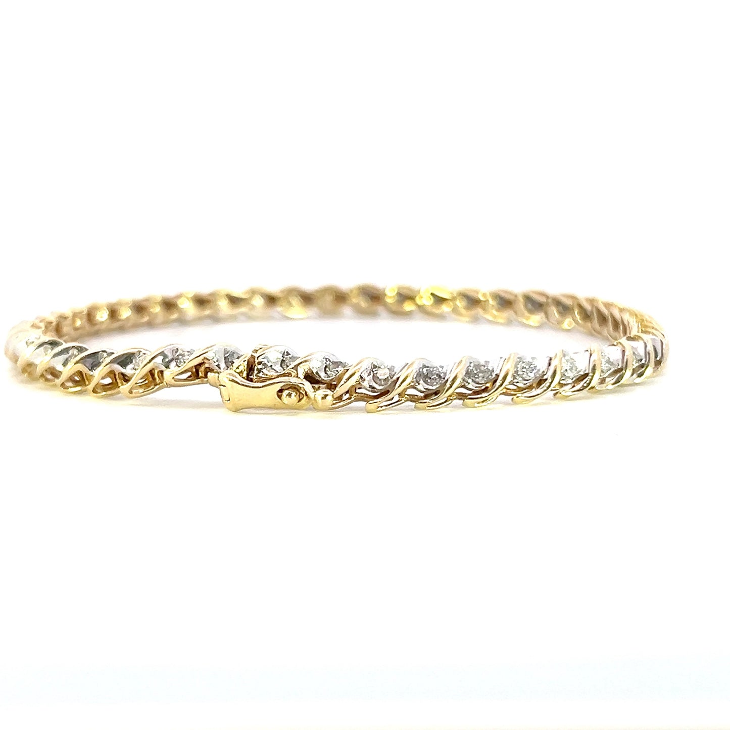 Gold and Diamond S Link Bracelet