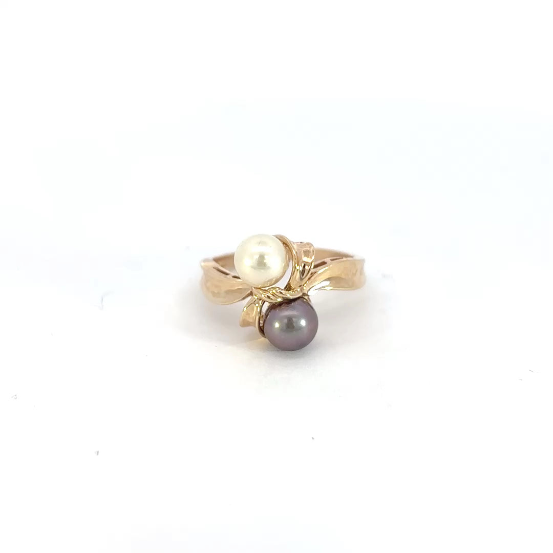 Gold Double Pearl Ring
