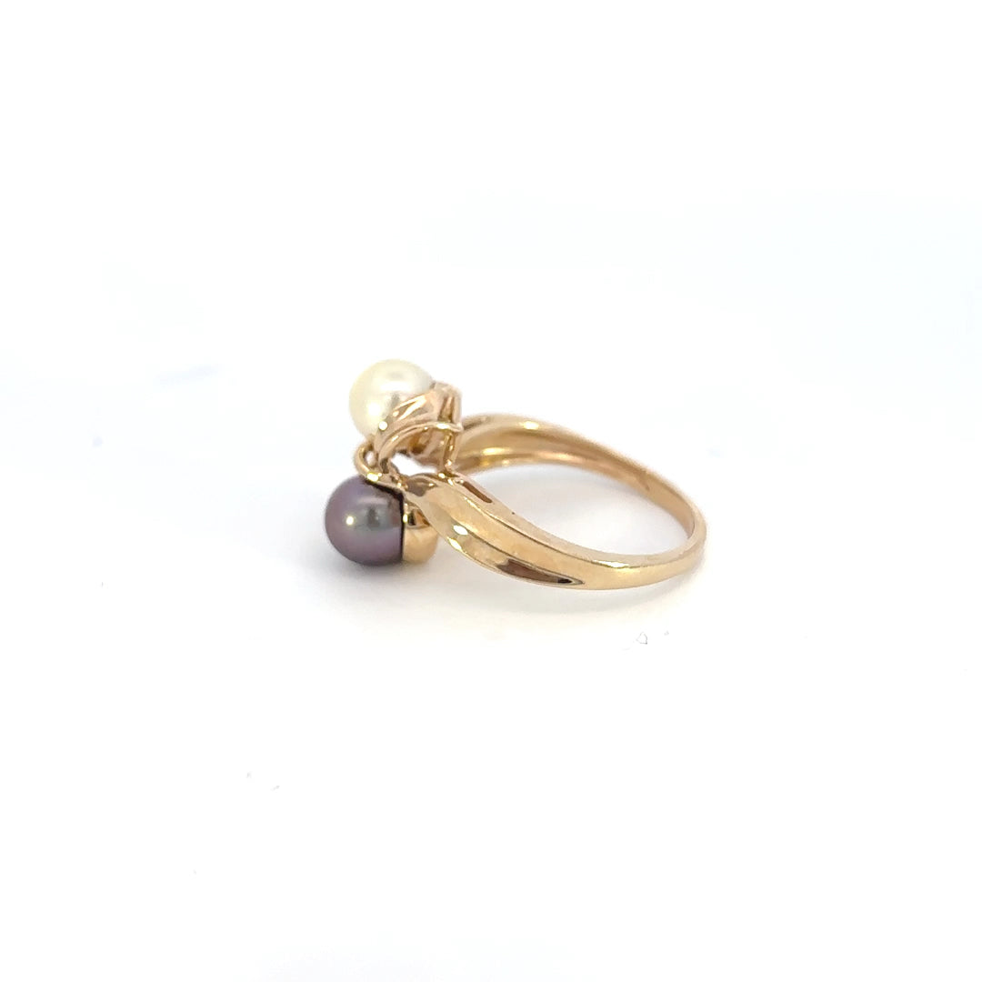 Gold Double Pearl Ring