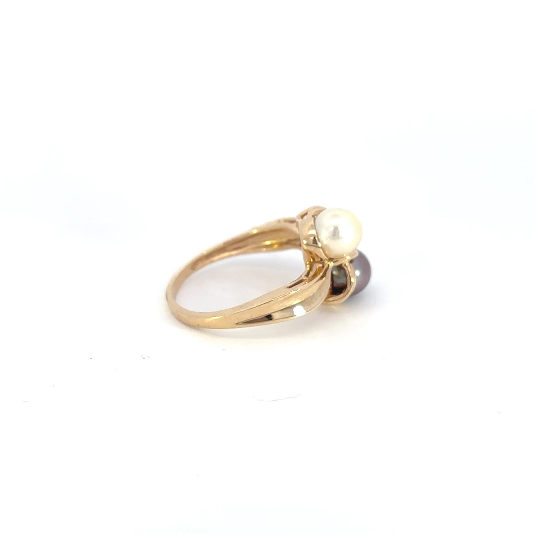 Gold Double Pearl Ring