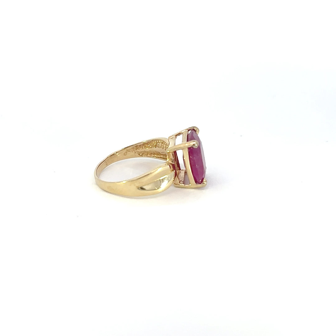 Gold Ruby Solitaire Ring