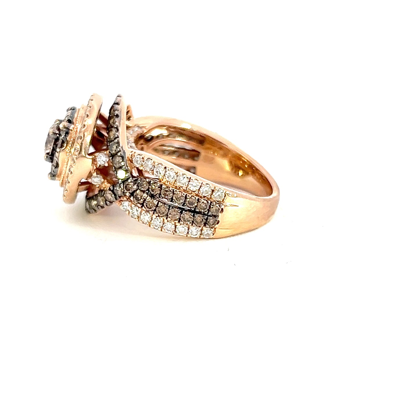 White & Cognac Diamond Cluster Ring