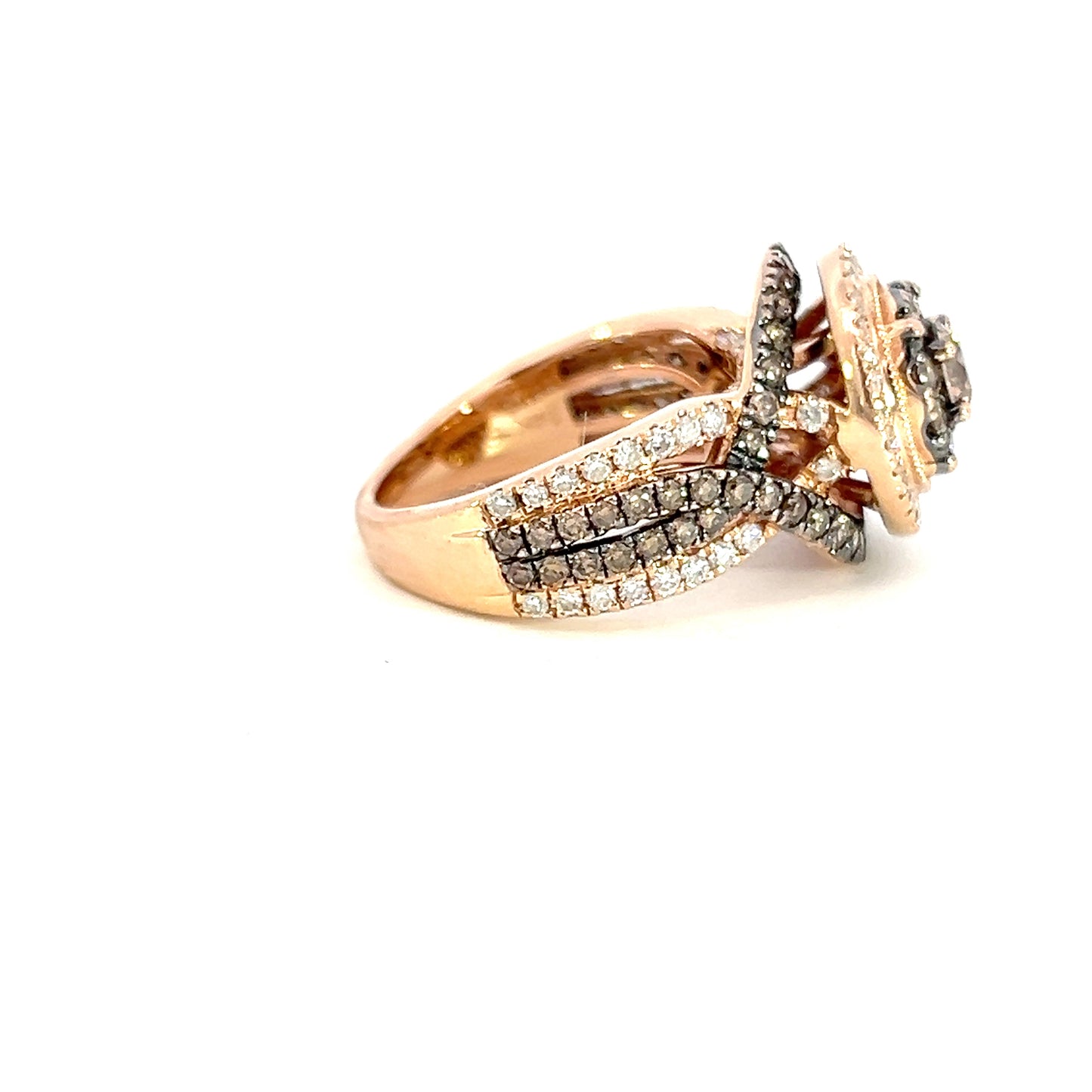 White & Cognac Diamond Cluster Ring