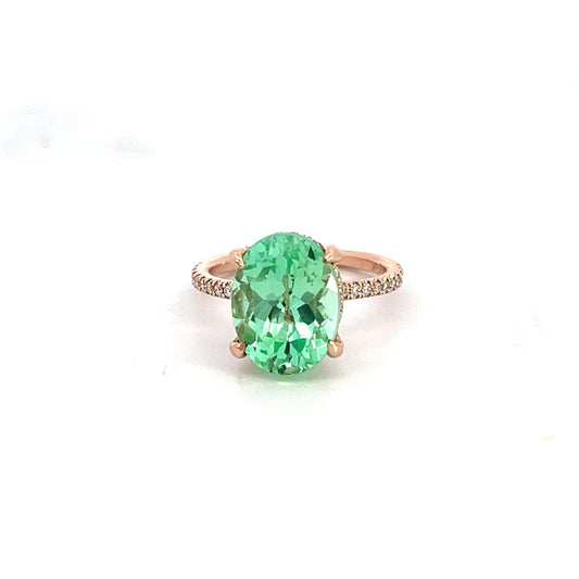 Lab Grown Green Sapphire and Diamond Ring