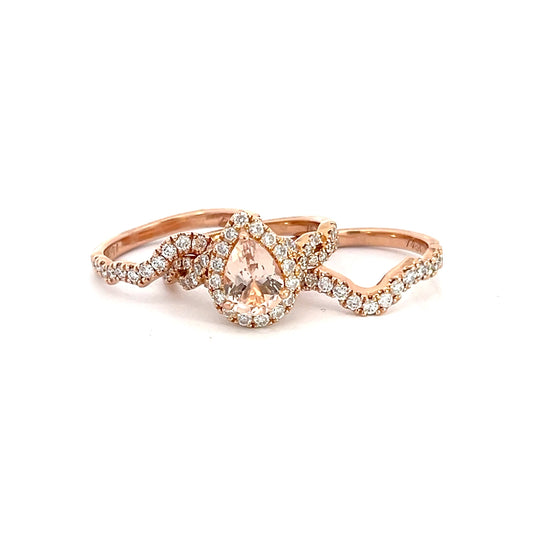 Neil Lane Halo Style Diamond and Morganite Wedding Set