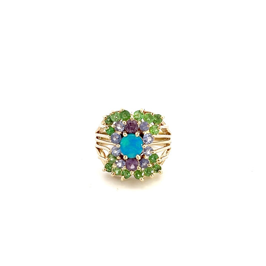 Multi Stone Cluster Statement Ring