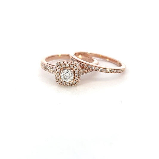 Rose Gold Diamond Wedding Set