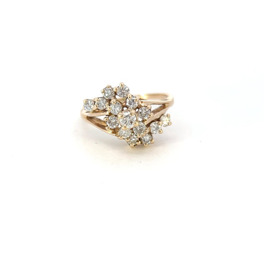 Gold Diamond Fashion Cluster Ring