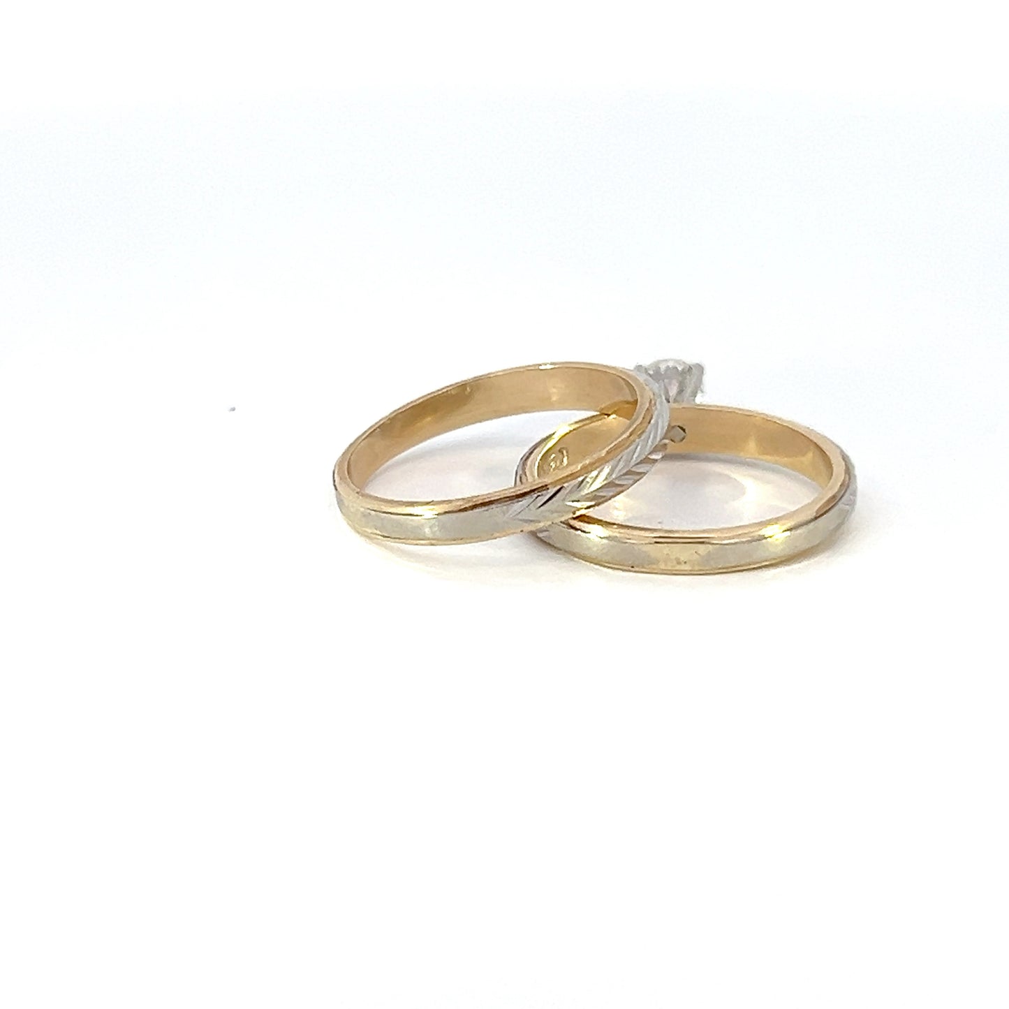 Gold and Diamond Solitaire Wedding Set