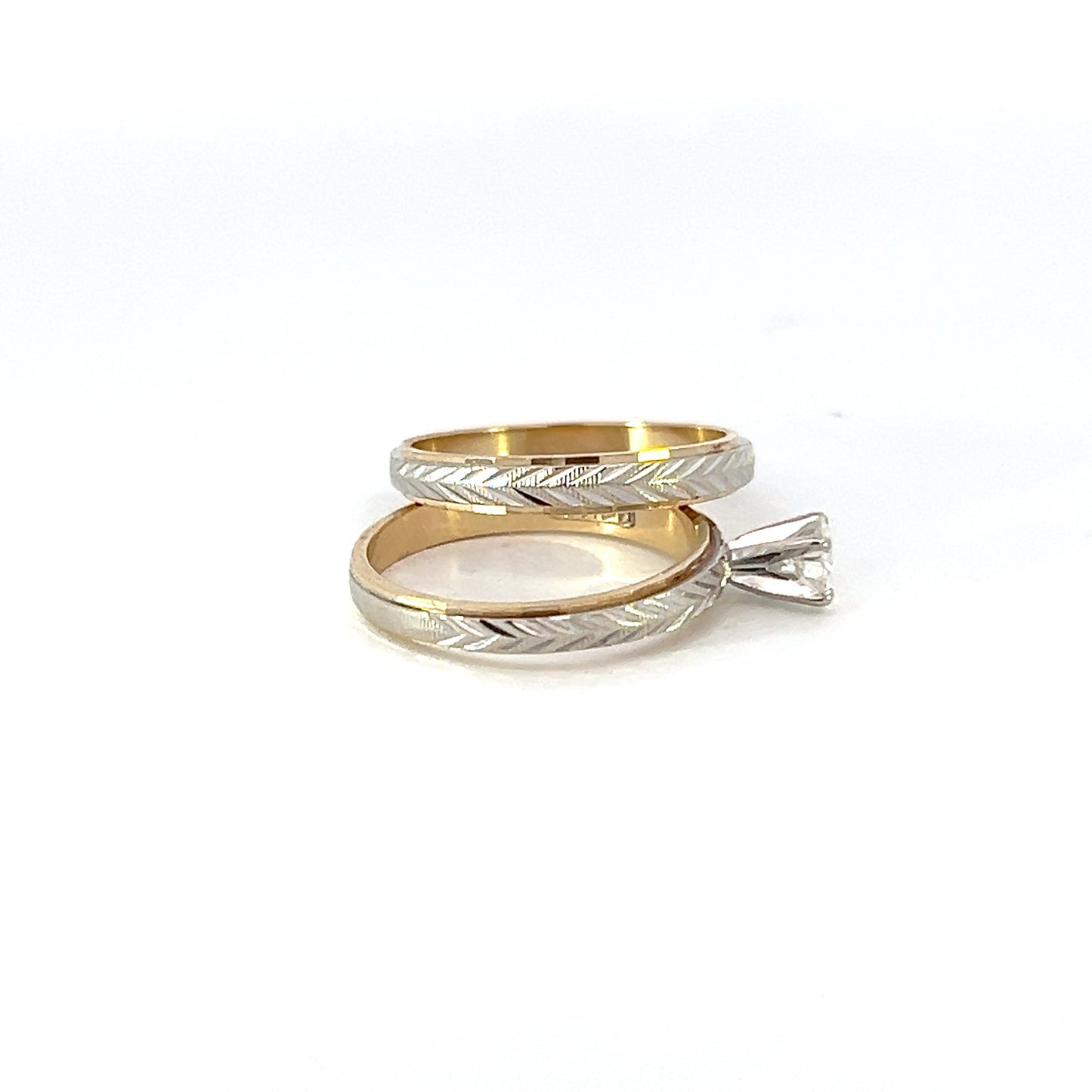 Gold and Diamond Solitaire Wedding Set