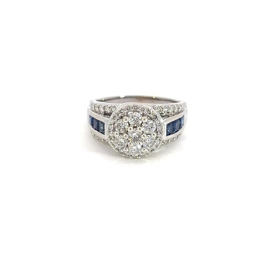 Gold Diamond & Sapphire Engagement Ring