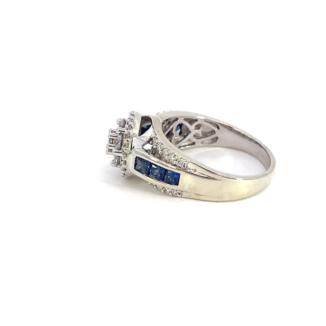 Gold Diamond & Sapphire Engagement Ring