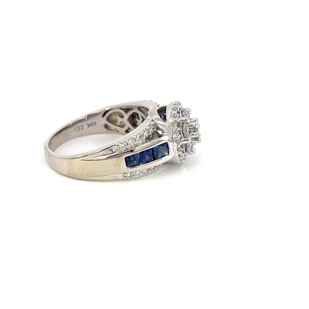Gold Diamond & Sapphire Engagement Ring