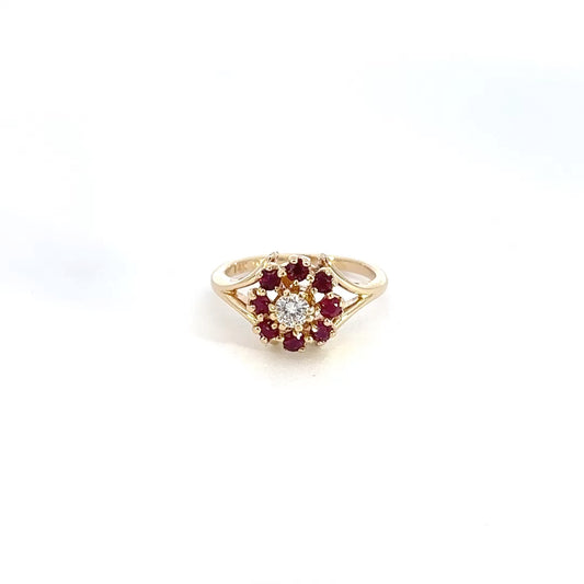 Diamond & Ruby Floral Ring