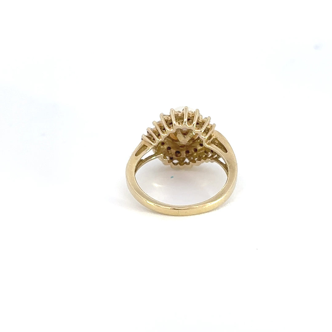 Gold Pearl & Diamond Ring