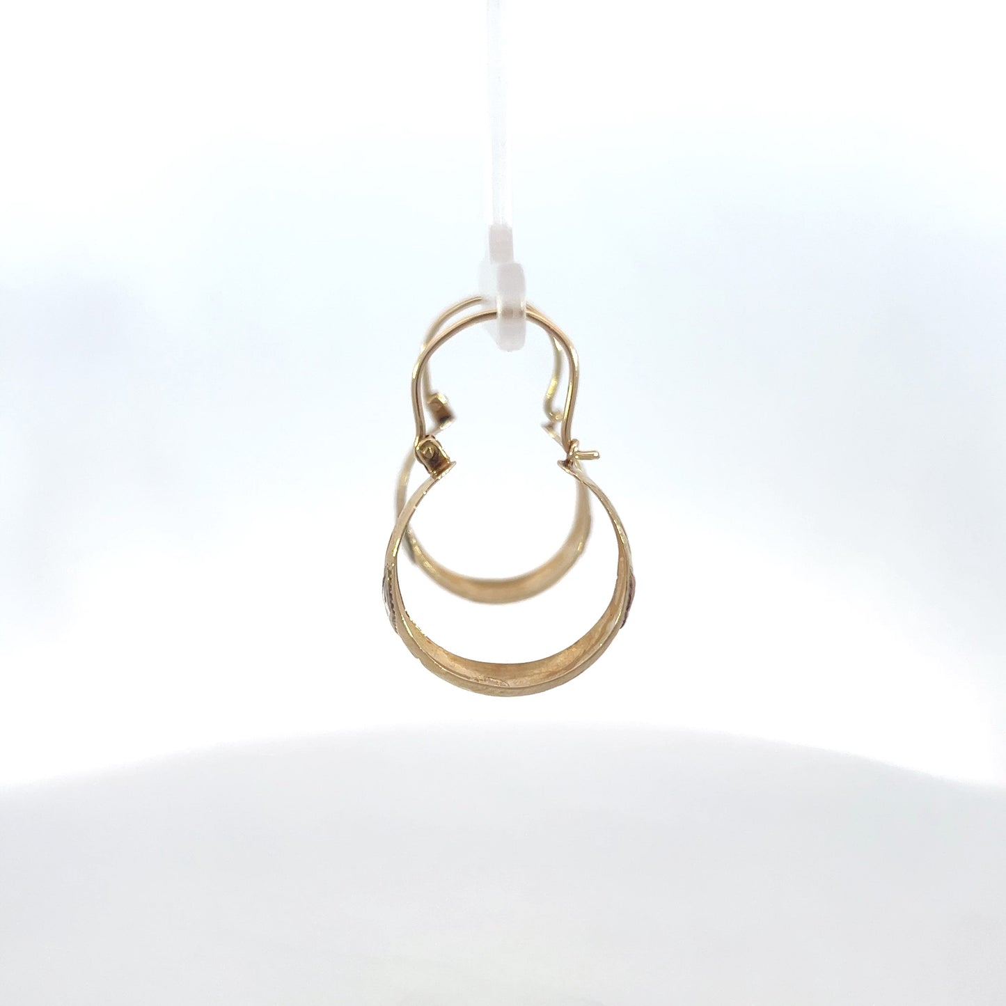 Tri-Gold Basket Hoop Earrings