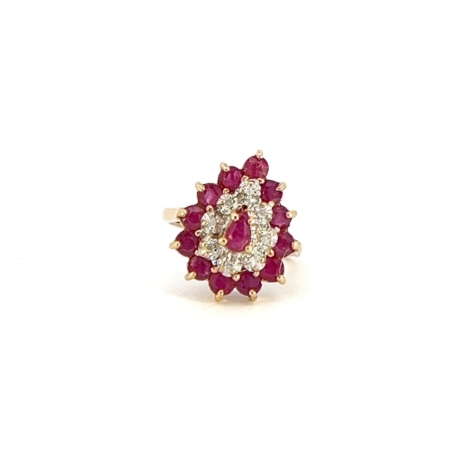 Diamond & Ruby Teardrop Ring