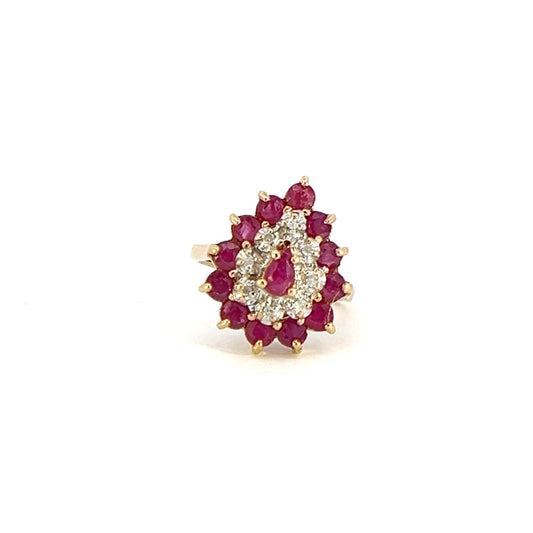 Diamond & Ruby Teardrop Ring