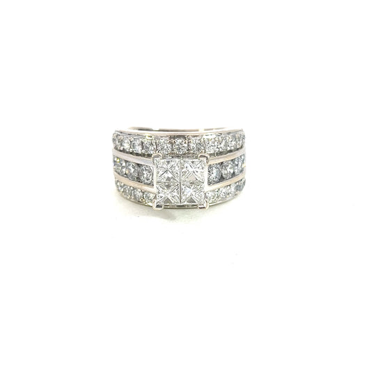 Diamond Cathedral 3 Row Wedding Ring