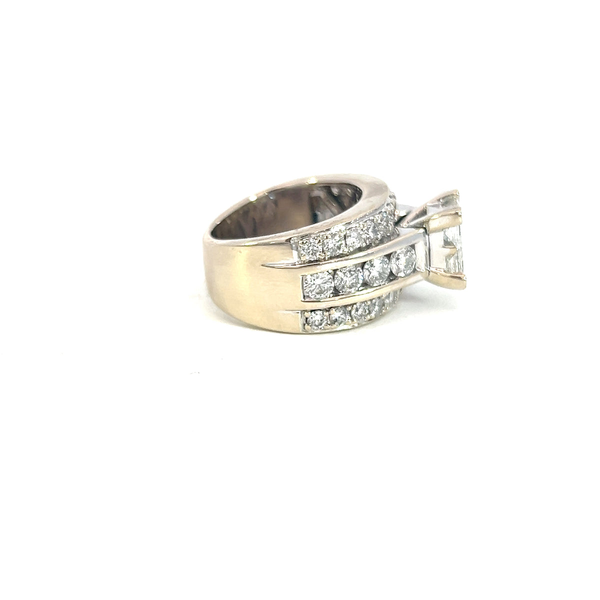 Diamond Cathedral 3 Row Wedding Ring