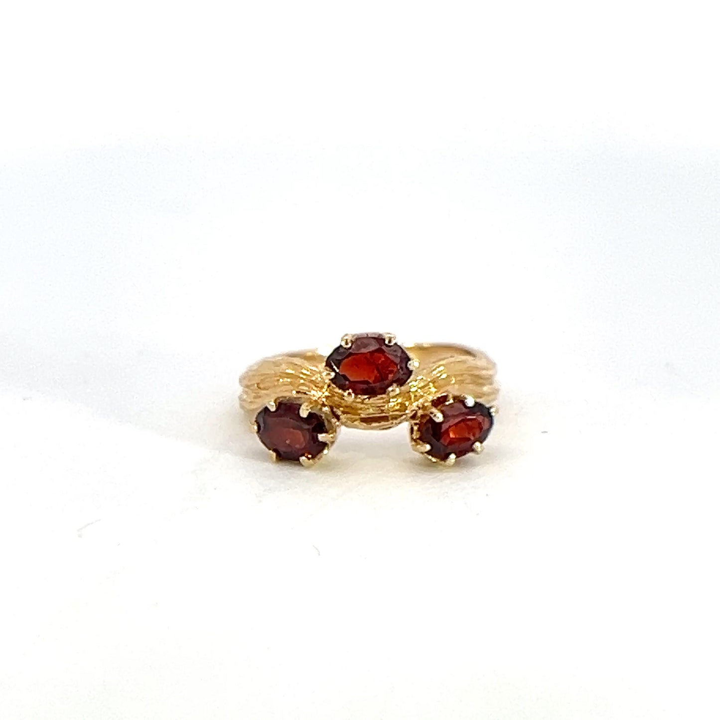 Garnet East/West Textured Ring