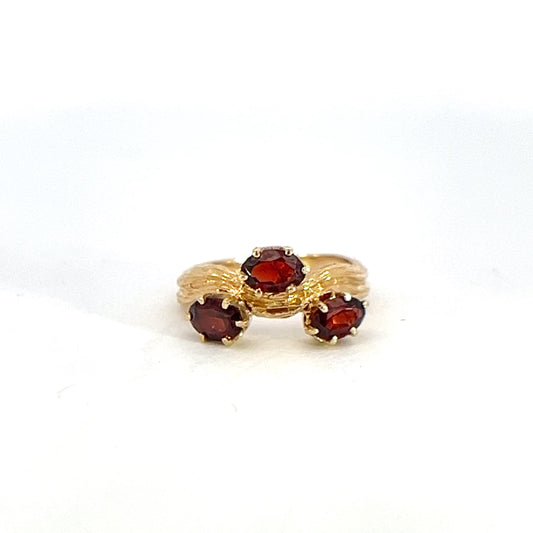 Garnet East/West Textured Ring