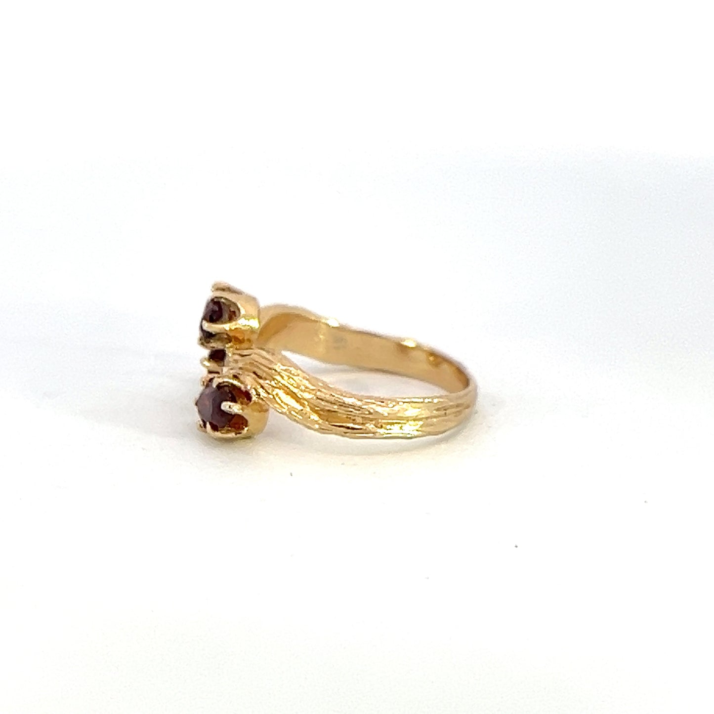 Garnet East/West Textured Ring