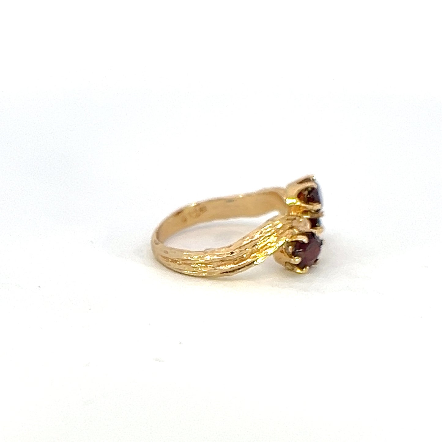 Garnet East/West Textured Ring