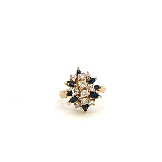 Diamond & Sapphire Cluster Cocktail Ring