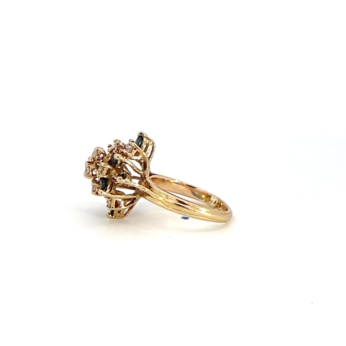 Diamond & Sapphire Cluster Cocktail Ring