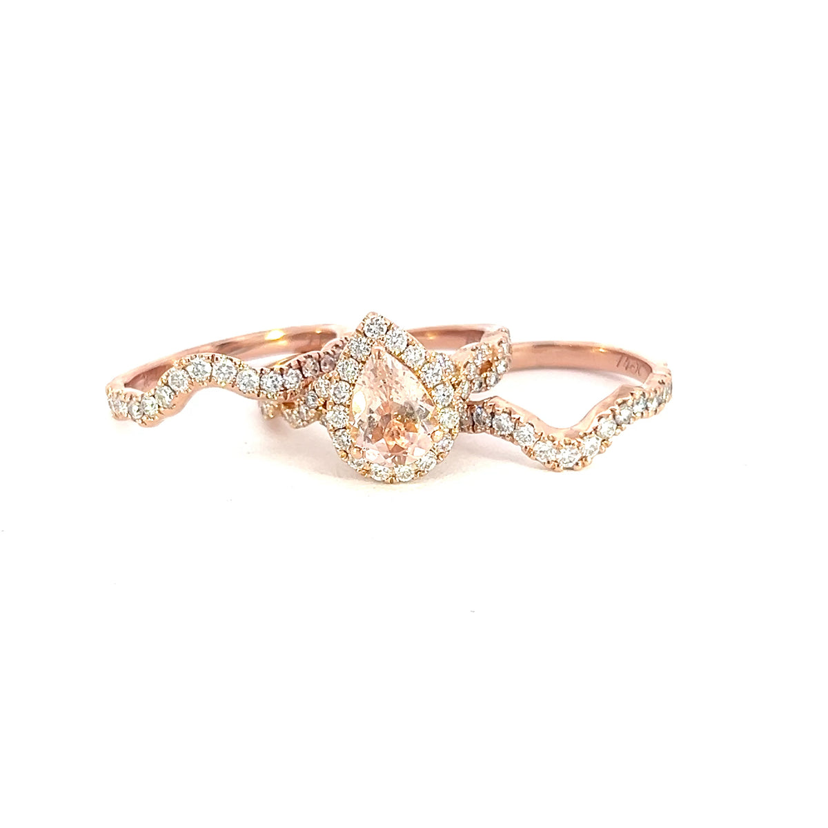 Morganite & Diamond Wedding Set
