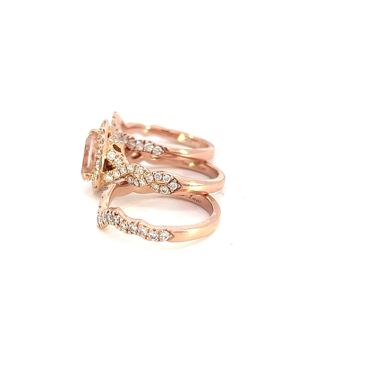 Morganite & Diamond Wedding Set