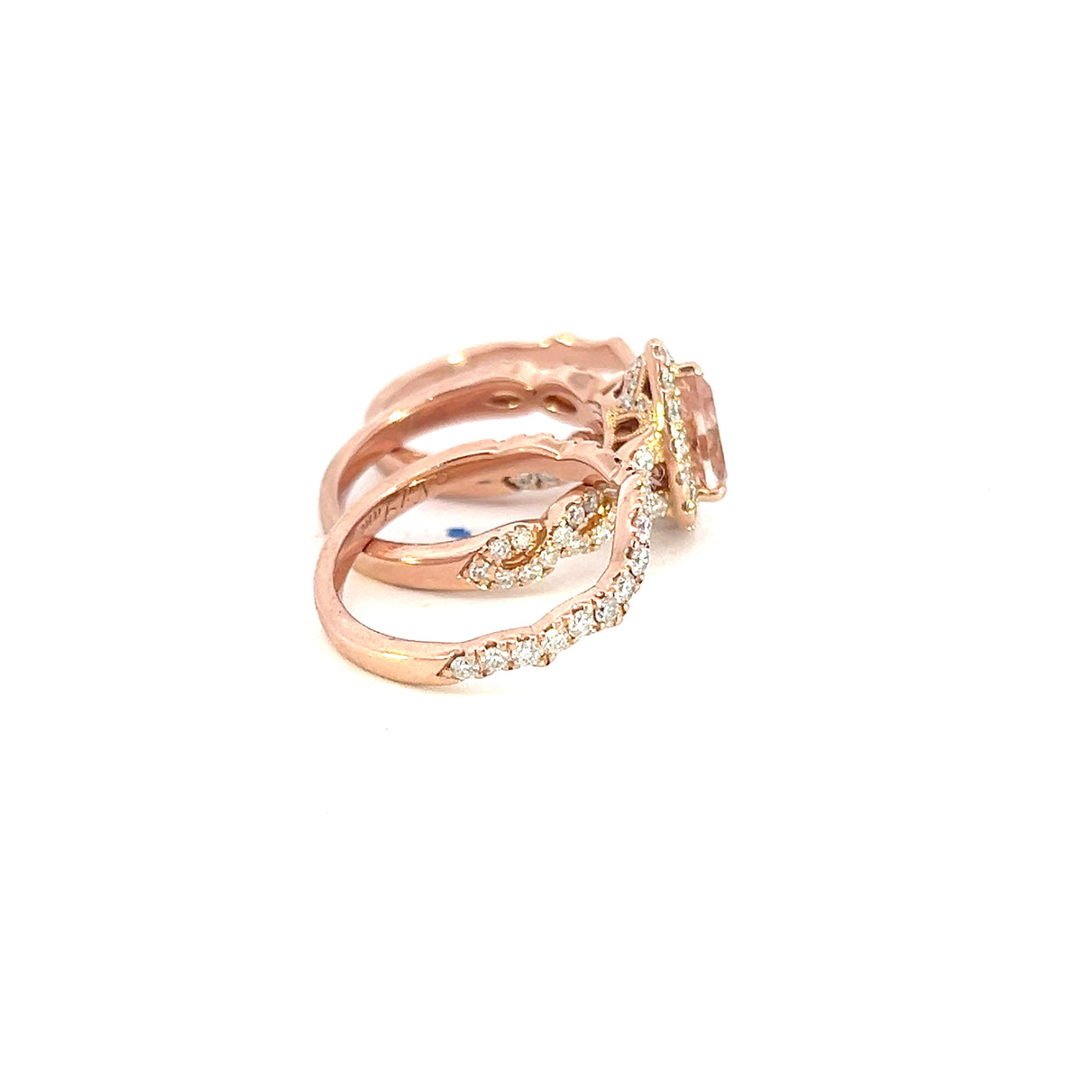 Morganite & Diamond Wedding Set