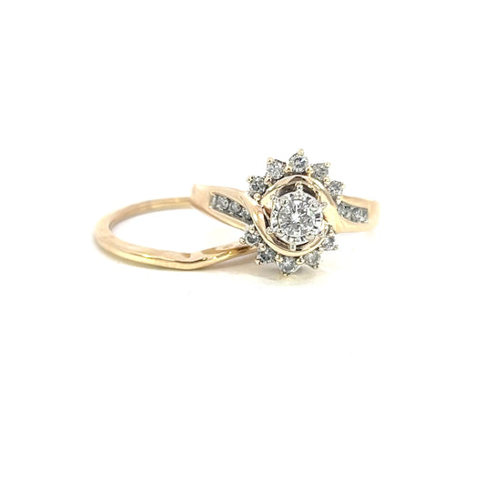 Diamond Halo Wedding set