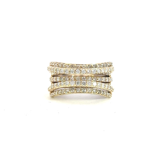 Diamond Multi-Row Wide Band Ring