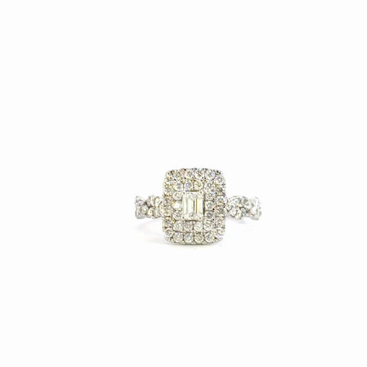 Emerald Cut Double Halo Engagement Ring